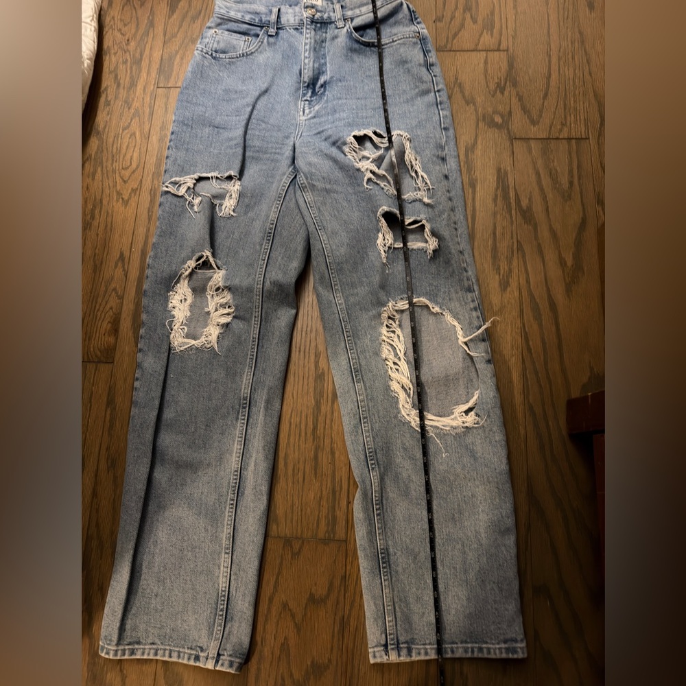 BDG Urban Outfitters Distressed High Rise Baggy Light Wash Denim Jeans - Picture 6 of 9